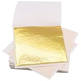 200 Blatt Blattgold,Blattgold Zum Basteln,Gold Papier für Goldfolie,Leaf Anlegemilch...