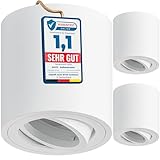 MATO 3x Aufbauspot GU10 weiß - 30° schwenkbar - Ø80x84mm - Aufbaustrahler mit GU10 Fassung -...