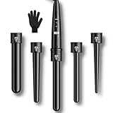 Lockenstab 5 in 1 LCD Keramikbeschichtung Multifunktions Austauschbare Welleneisen mit Handschuhe...