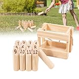 Zahlenholz Wurfspiel Stick Wurfspiel aus Hartholz, mit Holzkiste, 12 Stäbchen, Holzwurfspiel für...