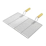BBQ Grillrost Eckig 54x34cm aus Hochwertigem Edelstahl mit Handgriffen für Gasgrill, Kugelgrill...