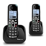 Amplicomms BigTel 1502 Duo schnurloses DECT-Großtastentelefon, Zwei Mobilteile, Hörverstärkung,...