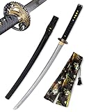 Katana Schwert (Damast Kran) - Samurai Schwert aus Stahl - Handgefertigt Katana Schwert Scharf Echt...