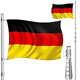 KESSER® Teleskop Fahnenmast Aluminium 6,30m Bodenhülse 60cm inkl Deutschlandfahne...