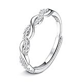 JeweBella 925 Sterling Silber Ringe Frauen Verstellbare Ring Ewigkeit Verdrehtes Seil Zirkonia Ring...