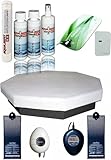 AQUA ROYAL 8-Eck Wasserbett DUAL Komplett Set 8eck Achteck 240 cm Komplettpaket (Weiß, Beruhigung...