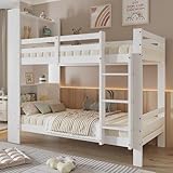 Zenoza [30951617WAA Etagenbett mit Regalen und dreistufiger rechtwinkliger Leiter Stauraum Holzbett...
