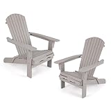 FANTASK 2er Set Adirondack-Stuhl von 51 x 46 cm, Gartensessel mit hoher Rückenlehne & Breiten...