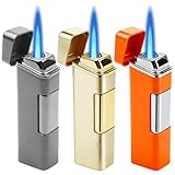 Sturmfeuerzeug mit Jetflamme, 3 Stück Metall Stabfeuerzeug Nachfüllbar Gas, Windfestes Jet Flame...
