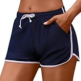 Marvmys Damen Badeshorts Kurze Sommer Strandshorts mit Gürtel und Taschen Fein Bedruckte...