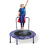 Trampolin Kinder Ø96cm, Mini Trampolin mit Verstellbarem Griff und Sicherheitspolster, Trampolin...