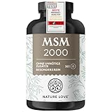 NATURE LOVE® MSM 2000mg mit Vitamin C - 365 laborgeprüfte Tabletten - Kompakteres MSM Pulver als...