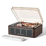 CARONSORT - CD-Player mit Lautsprechern, Bassverstärkung, Retro-Holz-CD-Player für zu Hause,...