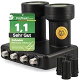[ Test SEHR GUT, Note 1.1 *] Zehnder Monoblock Quad LNB Astra Hotbird für 4 Teilnehmer & 2...