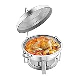 TanjcXliu Warmhaltebehälter Essen 7.5L Edelstahl Chafing Dish Rund Thermoschüssel mit Deckel...