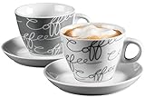 Ritzenhoff & Breker Cappuccino-Set Cornello 4-teilig, Grau, 180 ml, 2 Stück (1er Pack)