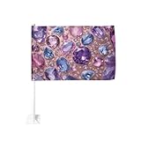 Verschiedene Edelsteine in Rosa, Lila und Blau, Autoflagge, Fensterclip, 30 x 45 cm, doppelseitige...