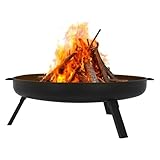 ECD Germany Feuerschale Ø70 x 27 cm mit 3 klappbaren Füßen, Dreibein Feuerstelle für den Garten,...