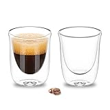 ParaCity Espressotassen 2er Set, 60ml Doppelwandige Gläser, Latte Macchiato Gläser mit Ausgießer,...