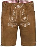 AMZHOTER Lederhose Herren Tracht Oktoberfest Trachtenhose Trachtenlederhosen Kurz Lederhosen Mann...