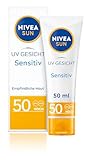 NIVEA SUN UV Gesicht Sensitiv Sonnenschutz LSF 50 (50 ml), parfumfreie Gesichtscreme mit LSF 50 für...