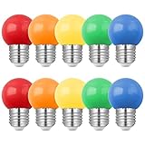 10er Pack Farbige Glühbirnen LED E27 1W, G45 Beleuchtung Glühbirnen, LED Farbige Golf Kugel...