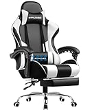 GTPLAYER Bürostuhl Gaming Stuhl Massage Gaming Sessel Ergonomischer Gamer Stuhl mit Fußstütze,...