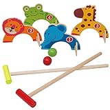 Jacootoys Holz Krocket Set Spiel Crocket für 2 Spieler Kinder Erwachsene Außenbereich Krocketspiel...