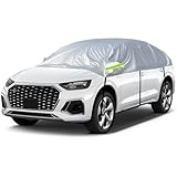 Halbgarage Autoabdeckung, Universal Halbe Autoabdeckung Allwetter Schutz mit Haken und Riemen,...