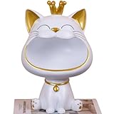 BLOOOK Lachende Katze Figuren Statue,Großer Mund Katze Aufbewahrungsbox,Maneki Neko Fortune Cat...