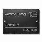 Schiefer Hausnummer & Straße Namen 30x20 cm Wunsch-Gravur Namensschild Schild