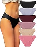 FINETOO 6er Pack Damen Seamless Slips Nahtlo Hipster Unsichtbare Unterhosen Sexy Unterwäsche Bequem...