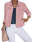 Roskiky Spring Damenjacke Rosa Jeansjacke Jacken für Damen Uk Damen Rosa Jeansjacken Damen...