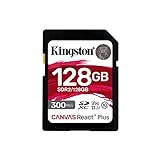 Kingston Canvas React Plus 128GB SDXC Speicherkarte UHS-II 300R/260W U3 V90 für Full HD/4K/8K -...