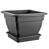 BURI XXL Pflanzkübel Blumentopf 60x60cm mit Wasserspeicher und Untersetzer - 70 Liter Pflanztopf...