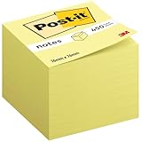 Post-it Haftnotiz-Würfel Kanariengelb, 1 Block mit 450 Blatt, 76 mm x 76 mm, Gelb - Selbstklebende...