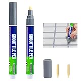Caelura 2 Stück Fugenstift Grau, Fugenstift mit Ersatzspitze, Fliesenstift Fugenfarbe Wasserfest,...