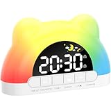 VOSFEEL Kinderwecker,Wecker Kindermit 11 RGB Lichtern,Schlaftrainer Für Kinder Soundmaschine Dual...