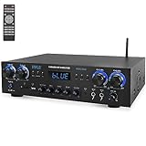 Pyle Amplifier, 800W Bluetooth Verstärker – 4-Kanal Mini Amp mit MP3, USB, AUX, SD, Mikrofon, FM,...