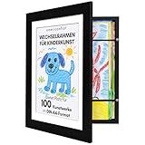 Americanflat A4 Bilderrahmen für Kinderzeichnungen - Schwarz - Zeigt 21,6x28 cm mit Passepartout &...