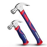 WORKPRO Klauenhammer 2 Stück, Latthammer 720 g und 340 g, Zimmermannhammer mit Klauenfunktion,...