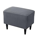 Highdi Ottomane Schonbezug Hockerbezug, Karierter Jacquard Stoff Einfar Big Hocker Hussen für...