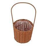 SOLUSTRE Handgewebter Faux Rattan Korb Rund Klein Vielseitiger Aufbewahrungskorb und Geschenkkorb...