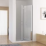 MIQU Nischentür 90 x 185 cm Duschabtrennung 180° Schwingtür Falttür Duschwand Dusche NANO...