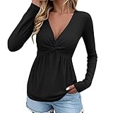 Guhmomh Langarmshirt für Damen Langärmelige Shirts Einfarbige T-Shirt Langärmliges T-Shirts...