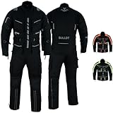 BULLDT Herren Motorradkombi Textilien motorradjacke + Motorradhose inkl. Protektoren, 50/M, Schwarz