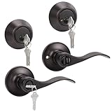 KNOBWELL 1 Packung doppelseitiger Türgriff mit Riegel, ölgeriebene Bronze-Haustürgriffe mit...