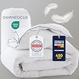 DOWNFOCUS Daunendecke 135x200 mit Federn & Gänsedaunen, 100% Bauwolle Oeko-Tex, RDS Zertifiziert...