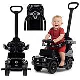 Rutschauto ab 1 Jahr mit Schubstange, Mercedes G mit Schubstange, Kinderauto, Baby Auto (Schwarz)