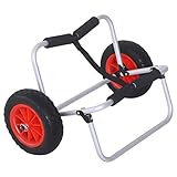 HOMCOM Kanuwagen Kajakwagen Surfwagen klappbar mit Gurt Räder gepolstert Alu Silber bis 90 kg L70 x...